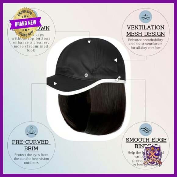 Waterproof Baseball Cap Wig 14in Synthetic Hairpiece Adjustable Quick Dry Hat